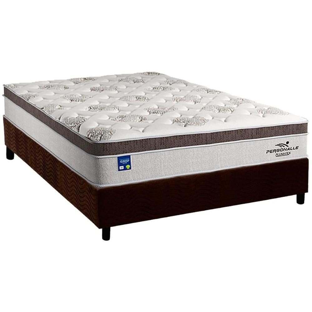 Cama Box Casal: Colchão Molas MasterPocket Ensacadas Plumatex   Personalle + Base CRC Suede Brown(138x188)