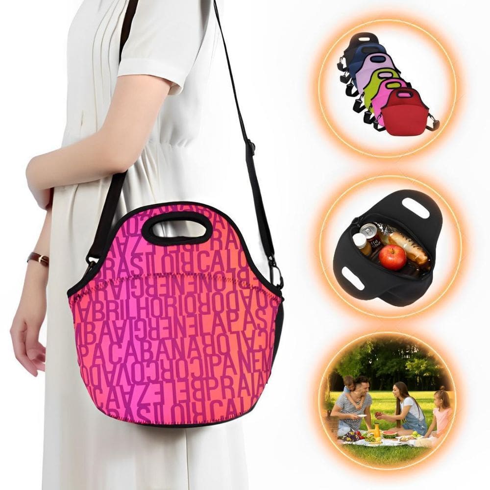 Bolsa Lancheira Térmica Neoprene Adulto Infantil Urban Rosa