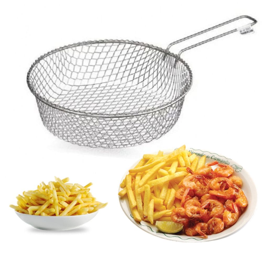 Cesto de Frituras 18cm - Fritadeira Batata Fritas Metal para Fritura  Aramado - PANAMI