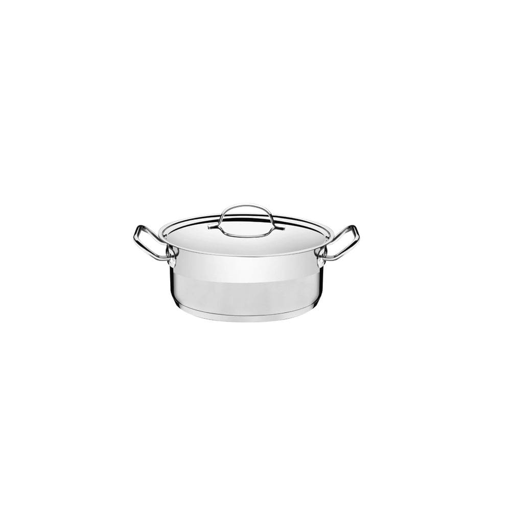 Caçarola Funda em Aço Inox Fundo Triplo com Tampa Plana Detalhe Satinado 24 cm 6,1 L - Tramontina
