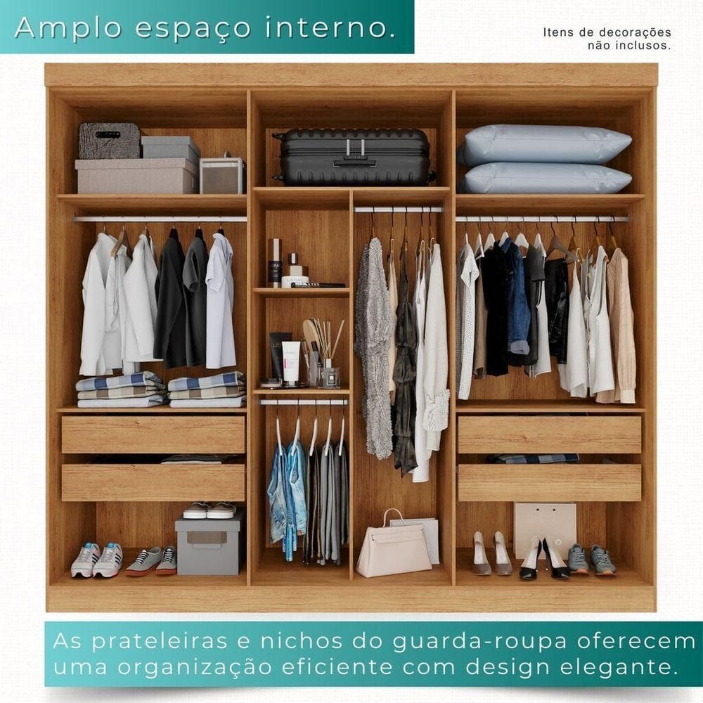Guarda-roupa Casal 100% Mdf 6 Portas 4 Gavetas | Extra