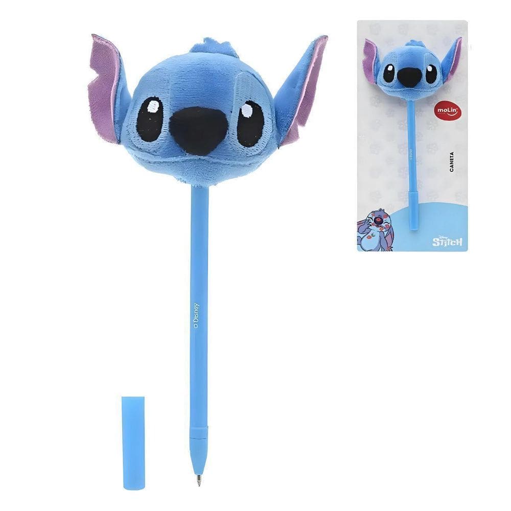 Caneta Stitch Face Plush 0,7Mm Azul - Molin
