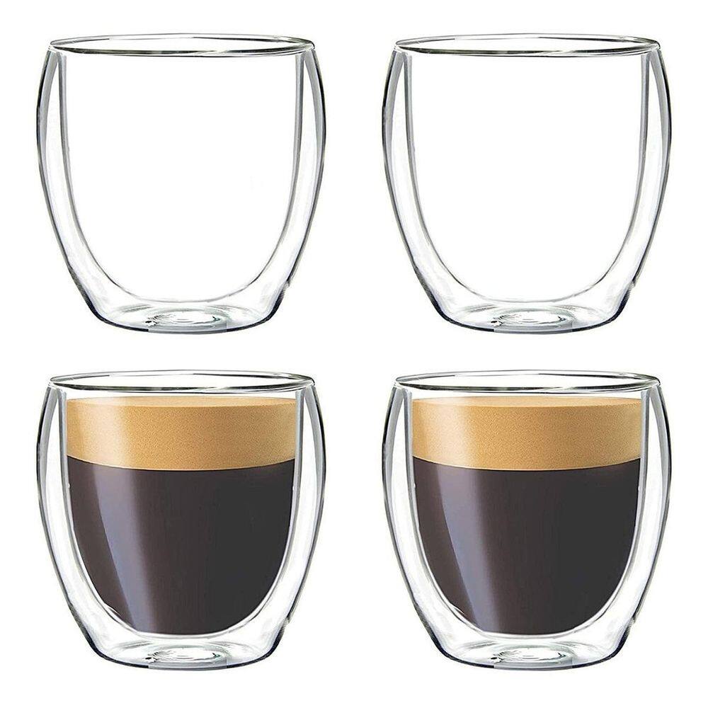 Copo de vidro duplo bistro shot café 140ml 4x unidades