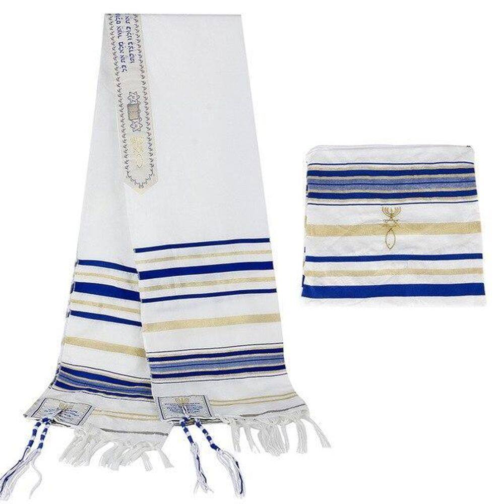 Talit messiânico azul 55 x 180 cm - - de israel