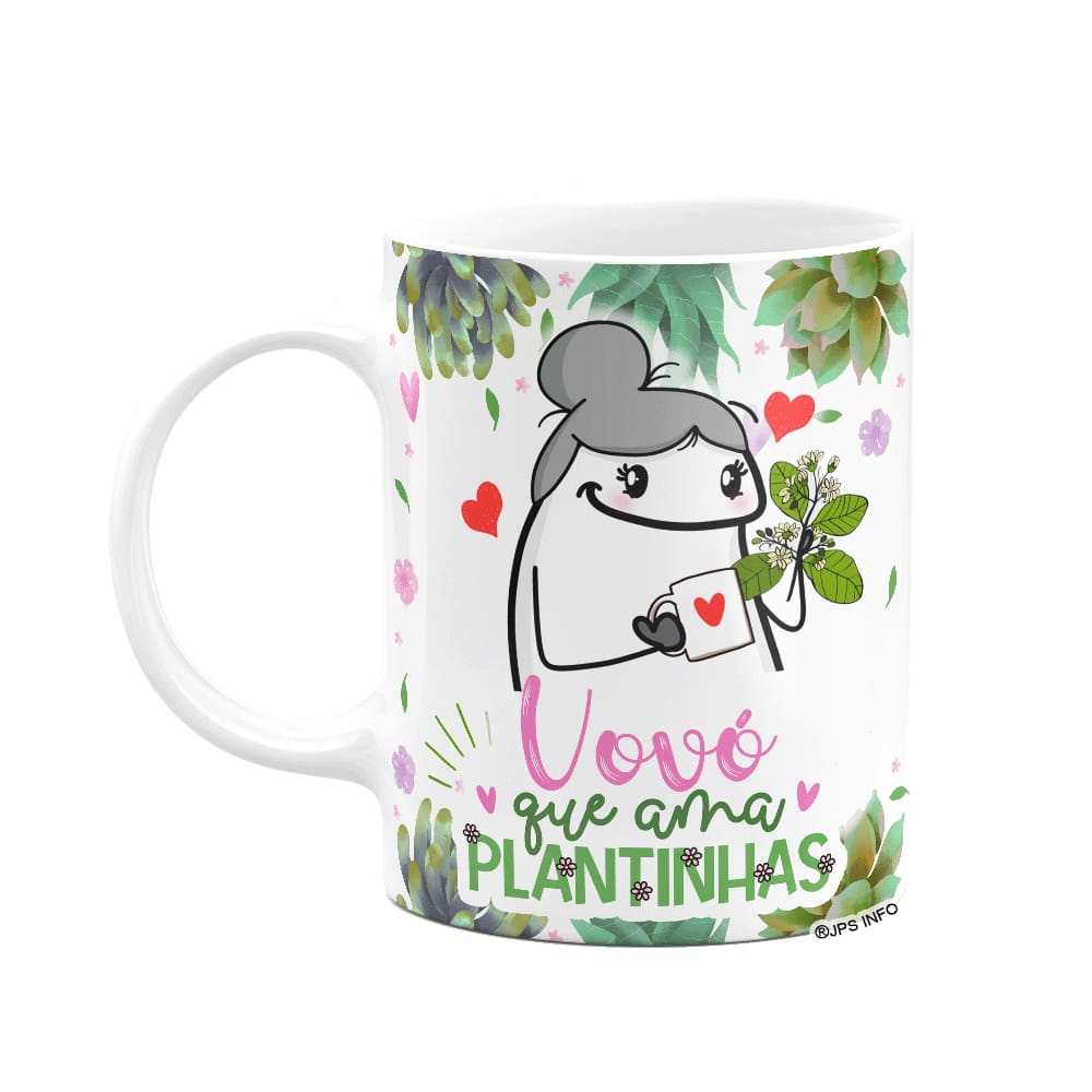 Caneca Flork Avós - Vovó que ama plantinhas