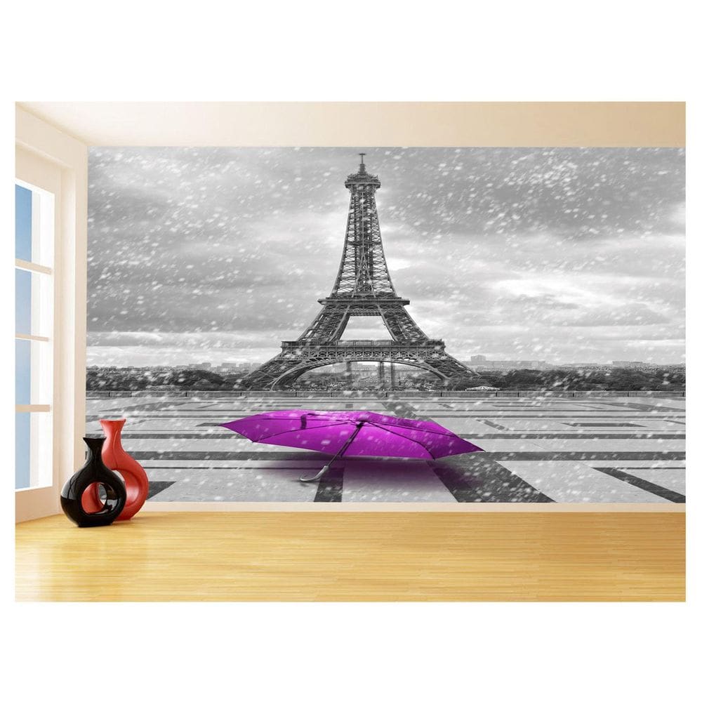Papel De Parede Paris Eiffel Guarda Chuva Céu 3,5M Ncd310