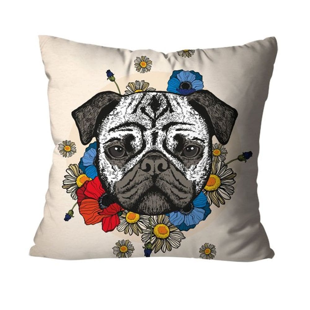Capa para Almofada Mdecore Pug Off White