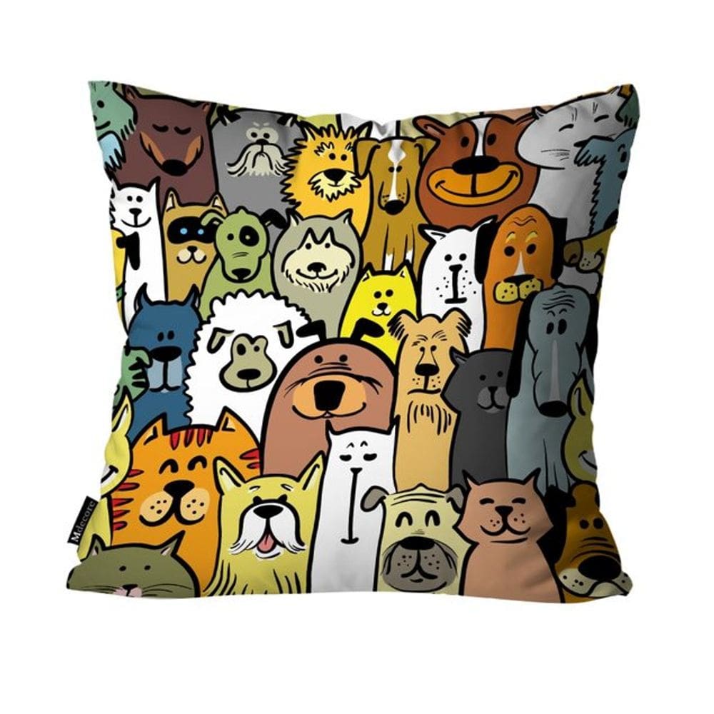 Capa para Almofada Mdecore Cachorros Colorida