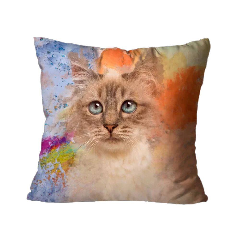 Capa para Almofada Decorativa Gato Colorido Amarelo