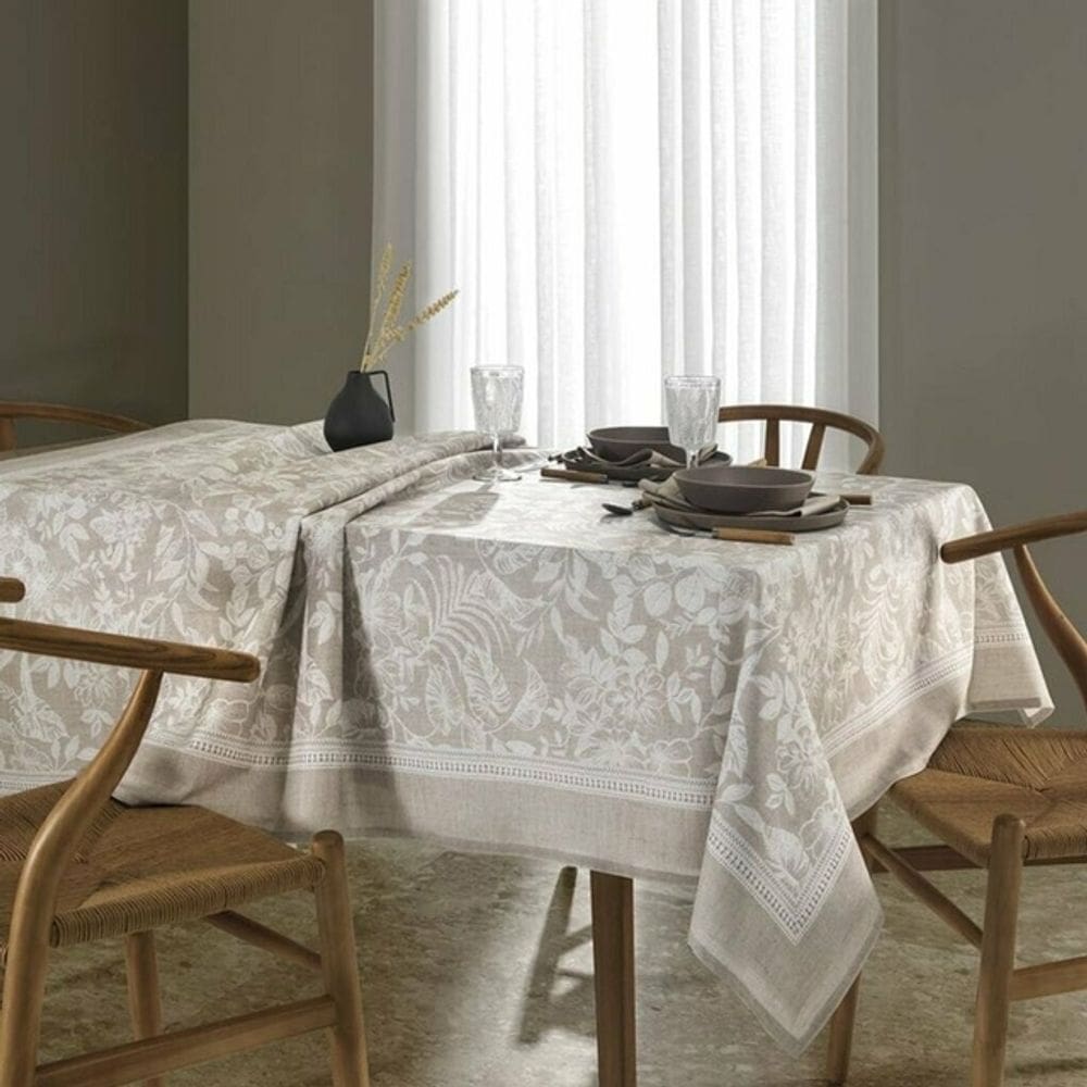 Toalha de Mesa Retangular Limpa Fácil Döhler Clean Alana 8 Lugares 160 x 270 cm - Bege