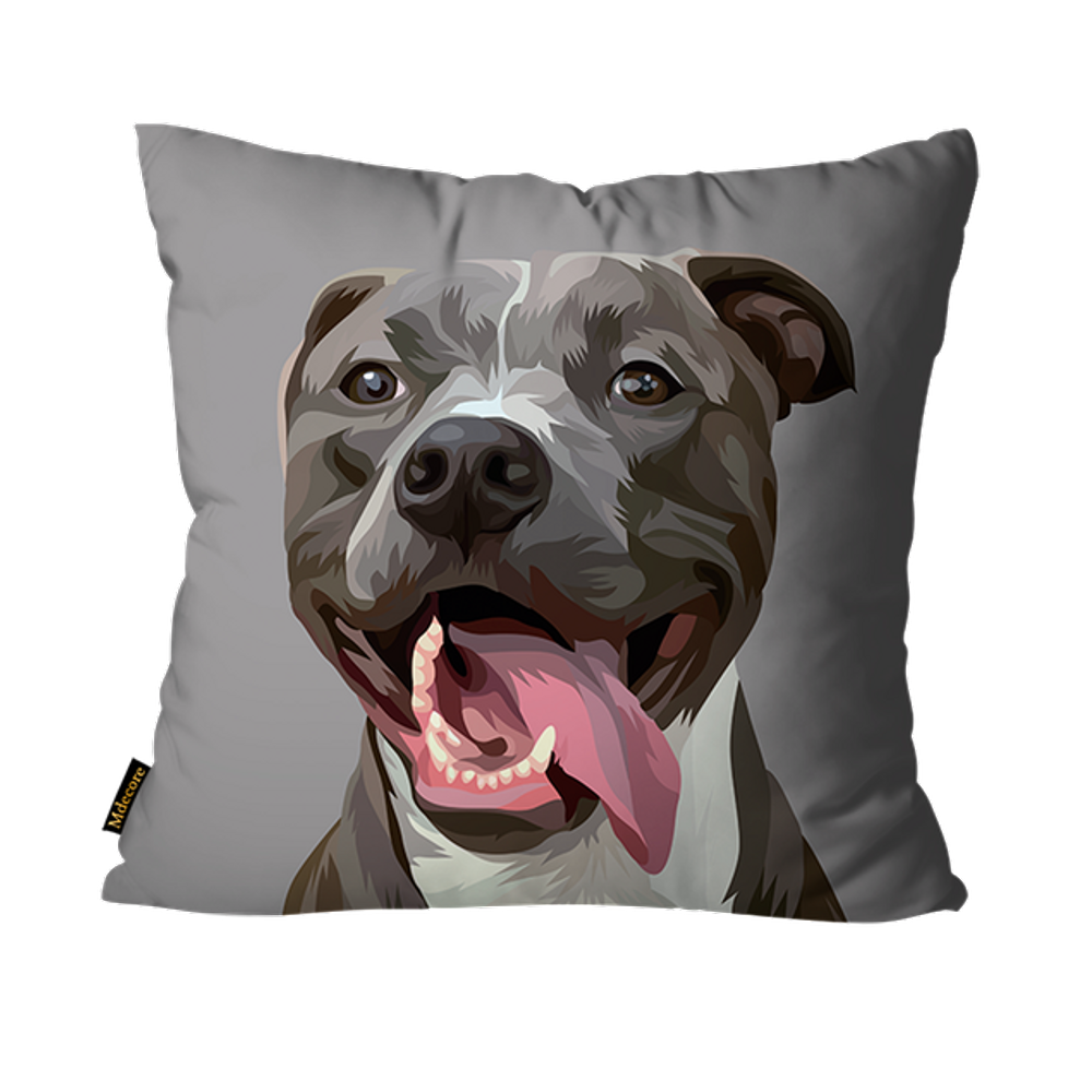 Capa para Almofada Mdecore Pit Bull Cinza 45X45