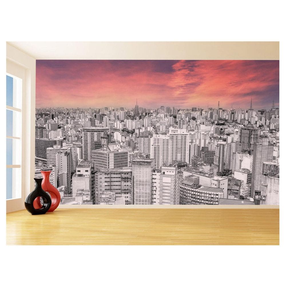 Papel De Parede 3D Cidade São Paulo Prédios Céu 3,5M Ncd338