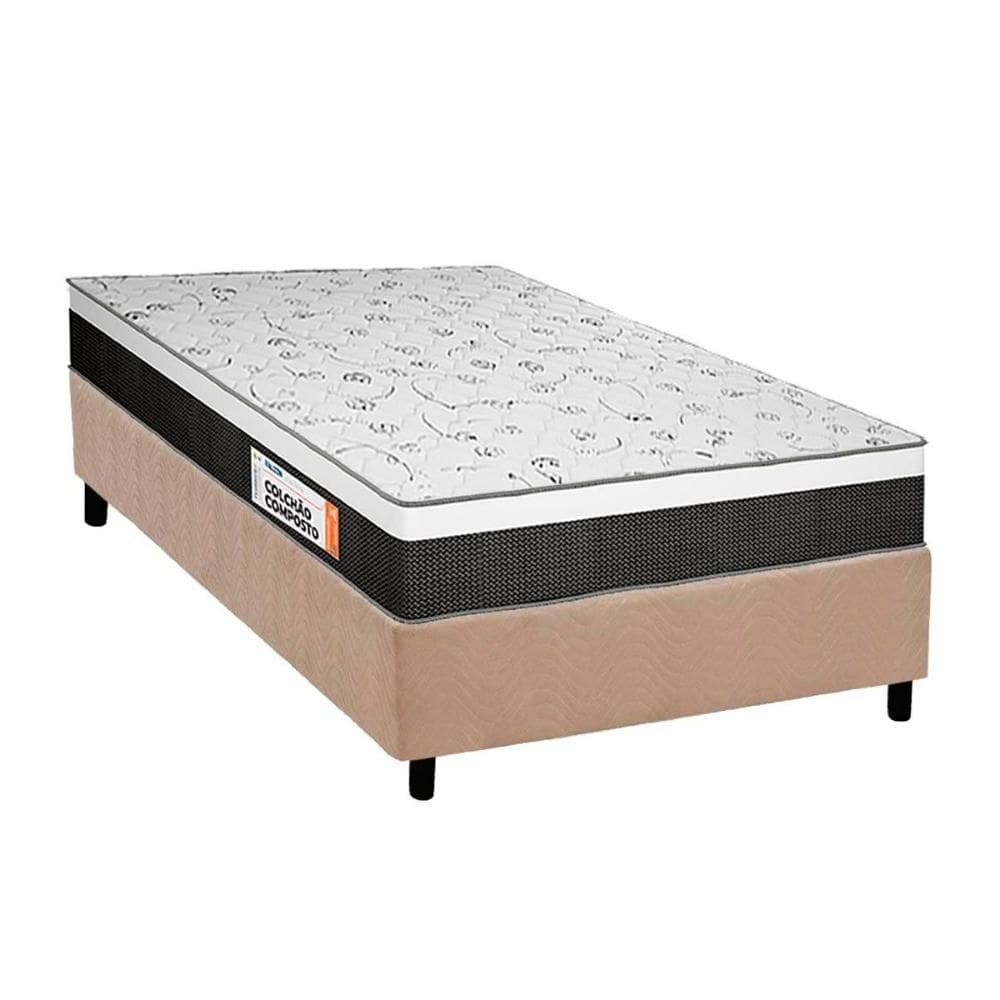 Cama Box Solteiro: Colchão Ortopédico Plumatex D28/EP Anatômico Falcon Ultra Firme + Base CRC Suede Clean(88x188)