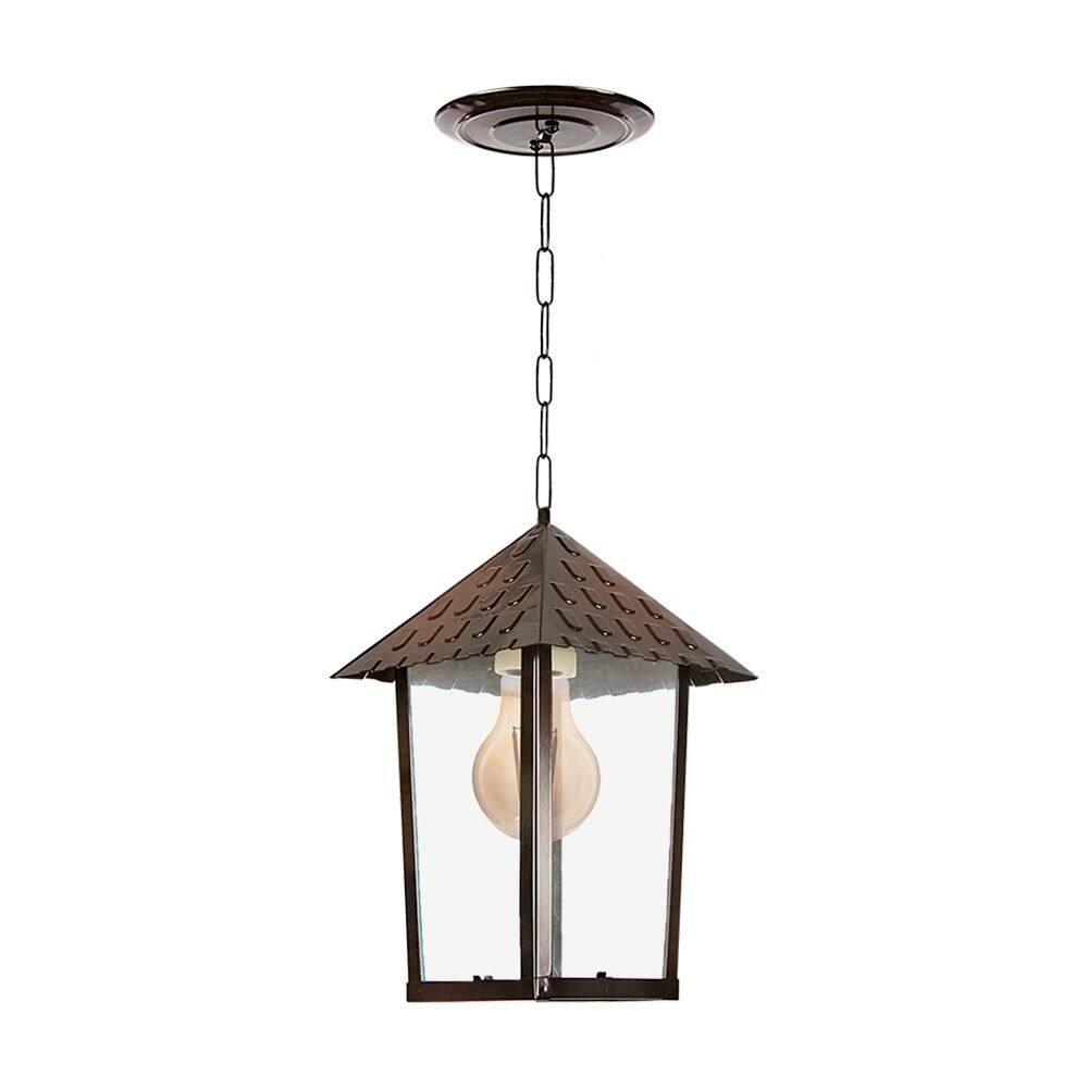 Lustre Pendente Blumenau Colonial Quadrado Vidro Liso Cobre E27 Bivolt