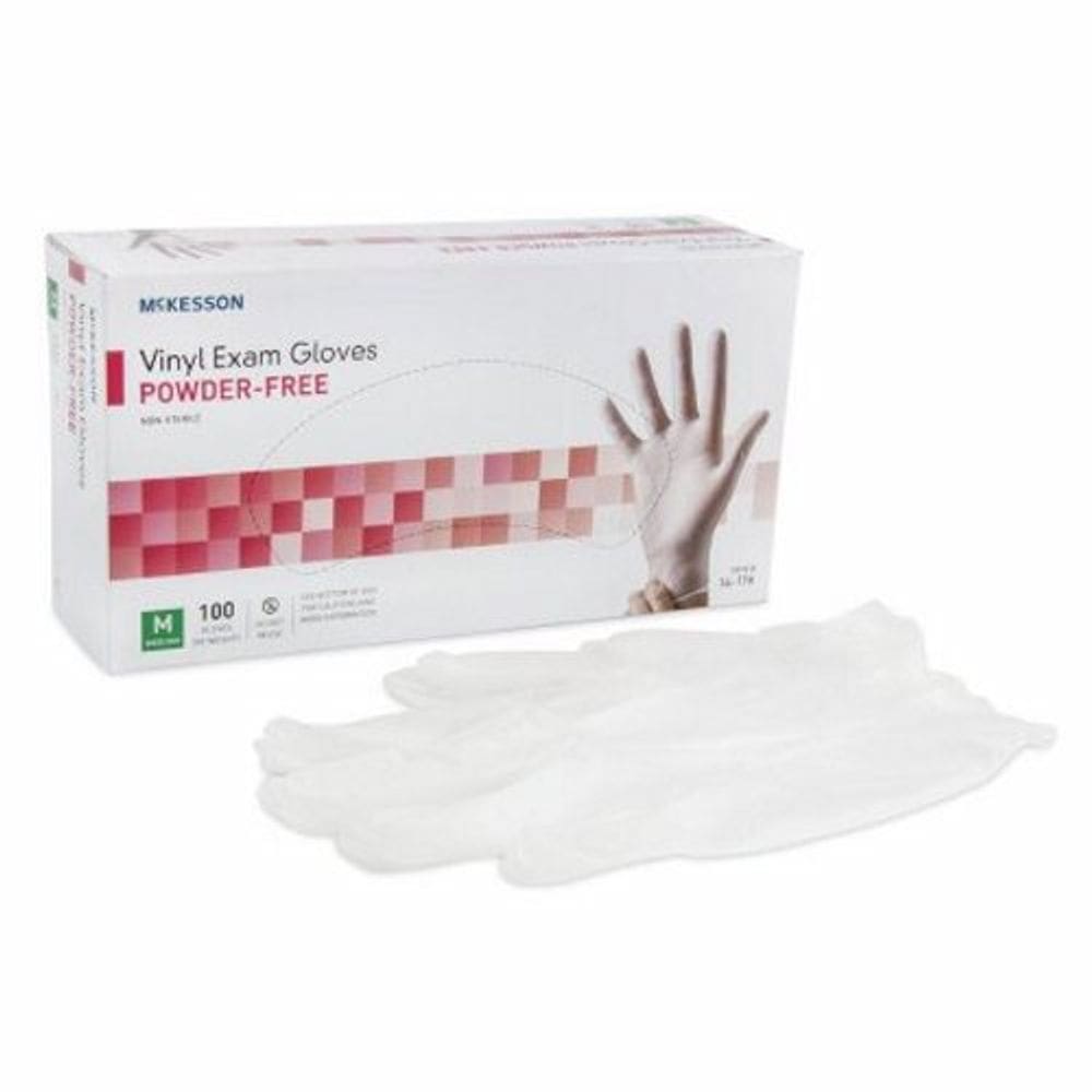 Luva de exame de vinil padrão punho médio transparente 100 unidades da McKesson (pacote com 4)
