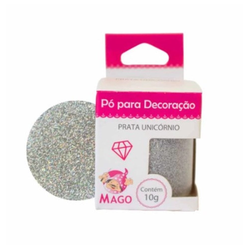 Pó Para Decoração Comestível Mago Prata Unicórnio 10gr