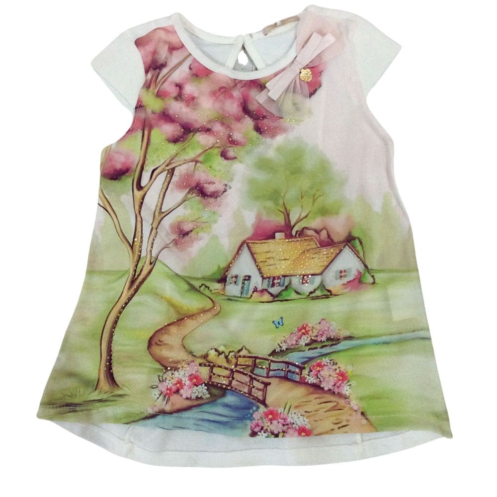 Blusa batinha infantil com Brilho Petit Cherie Off casinha