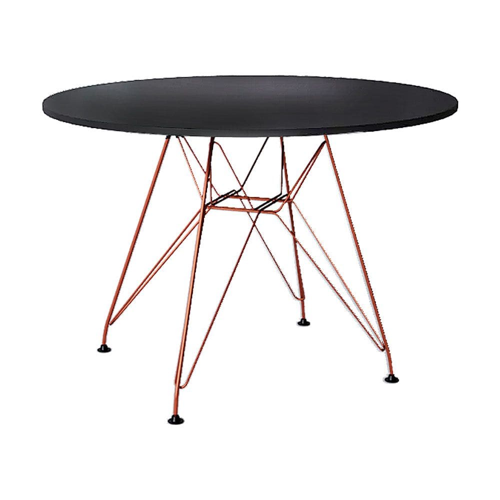 Mesa Eames Cobre Tampo Redondo de Madeira Preto 90 Cm