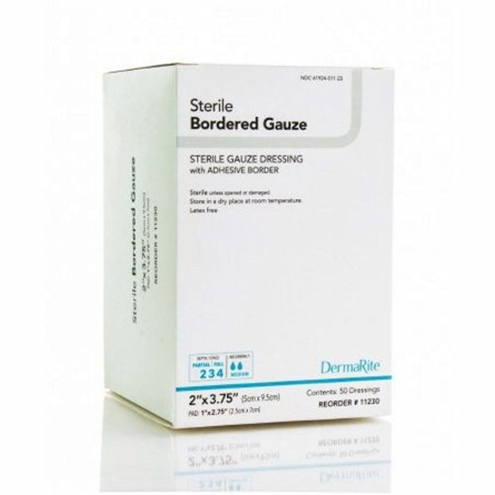 Curativo adesivo DermaRite 2 x 3-1/4 polegadas gaze quadrada branca estéril 50 unidades da DermaRite (pacote com 4)