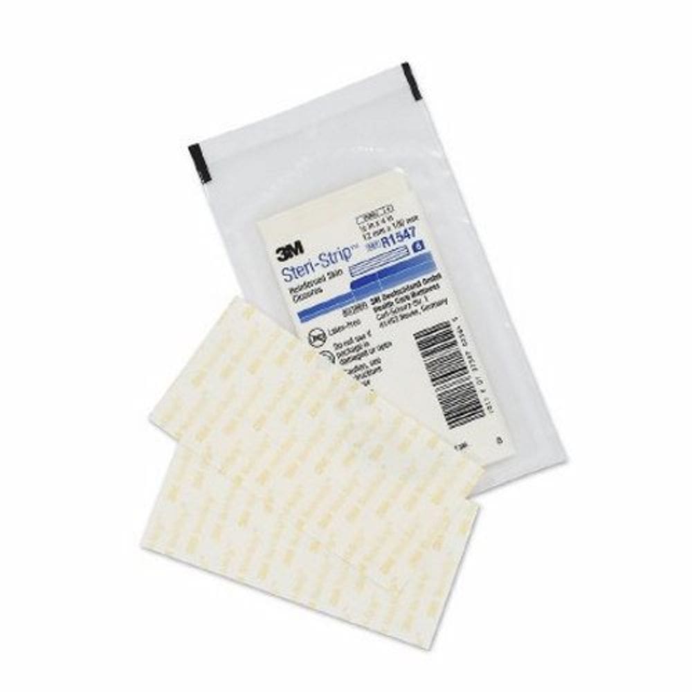 Faixa de fechamento de pele Steri-Strip 1/2 x 4 polegadas Tira reforçada de material não tecido branco branco 1 contagem por 3M (pacote com 2)
