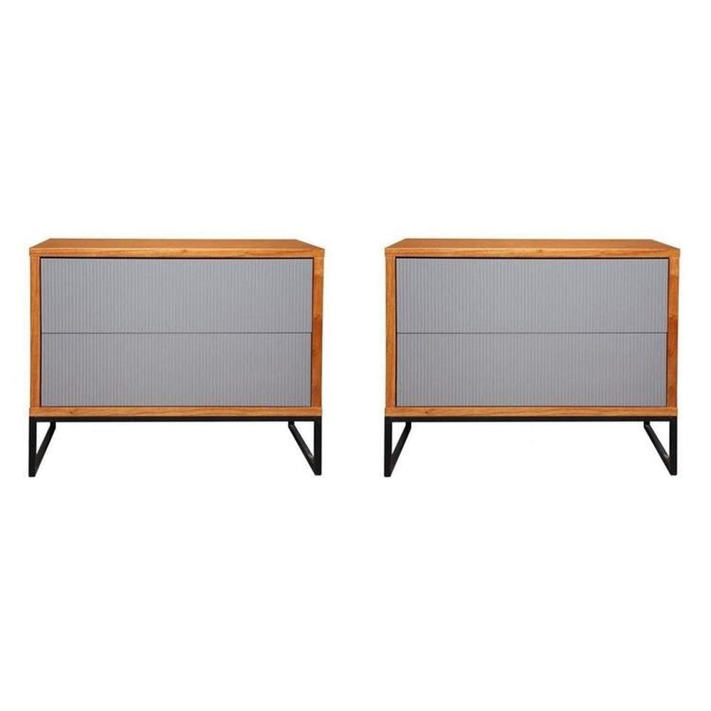 Kit 2 Buffet Minimalista 2 Gavetas Charlote Cinamomo/Grafite