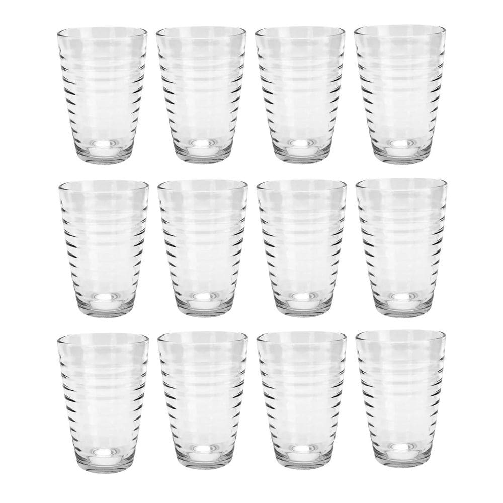 Jogo de Copos Alto Resistentes de Vidro Sucos 200ML - 12Un
