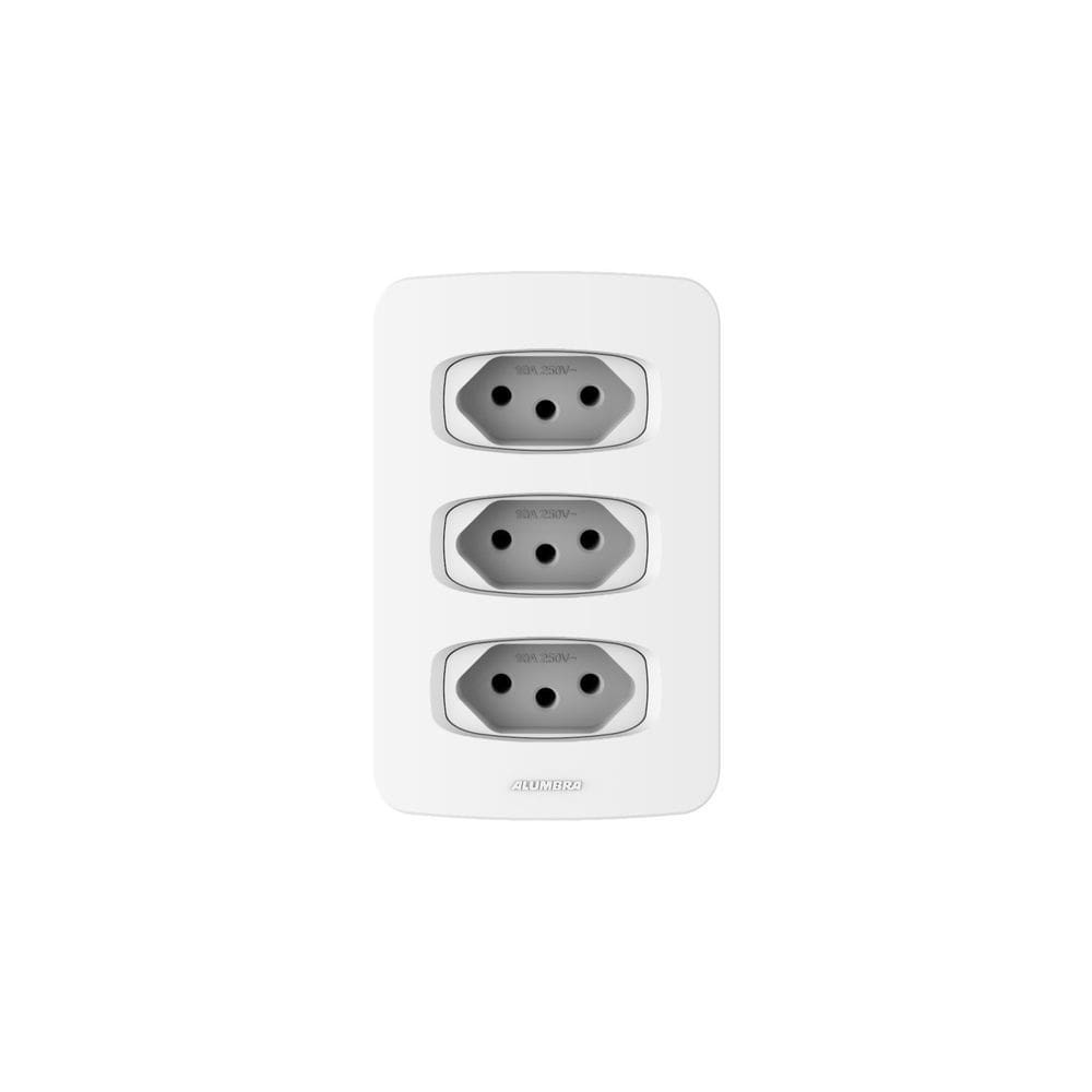 Conjunto 3 Tomadas 10A 250V com Placa 4x2 Gracia Alumbra
