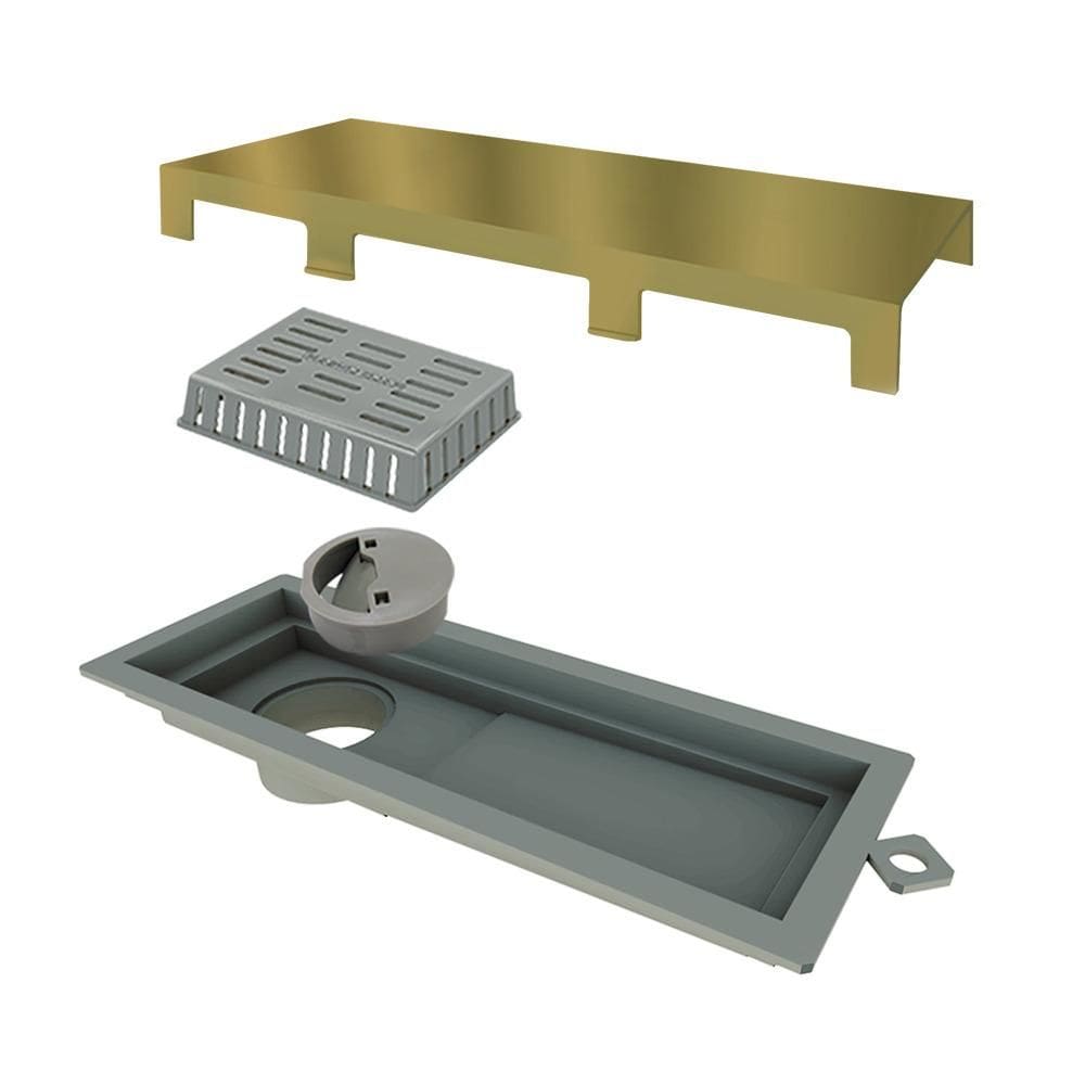 Ralo Linear Inox 25 cm Base Gold Tampa Inox Escovado Tiny
