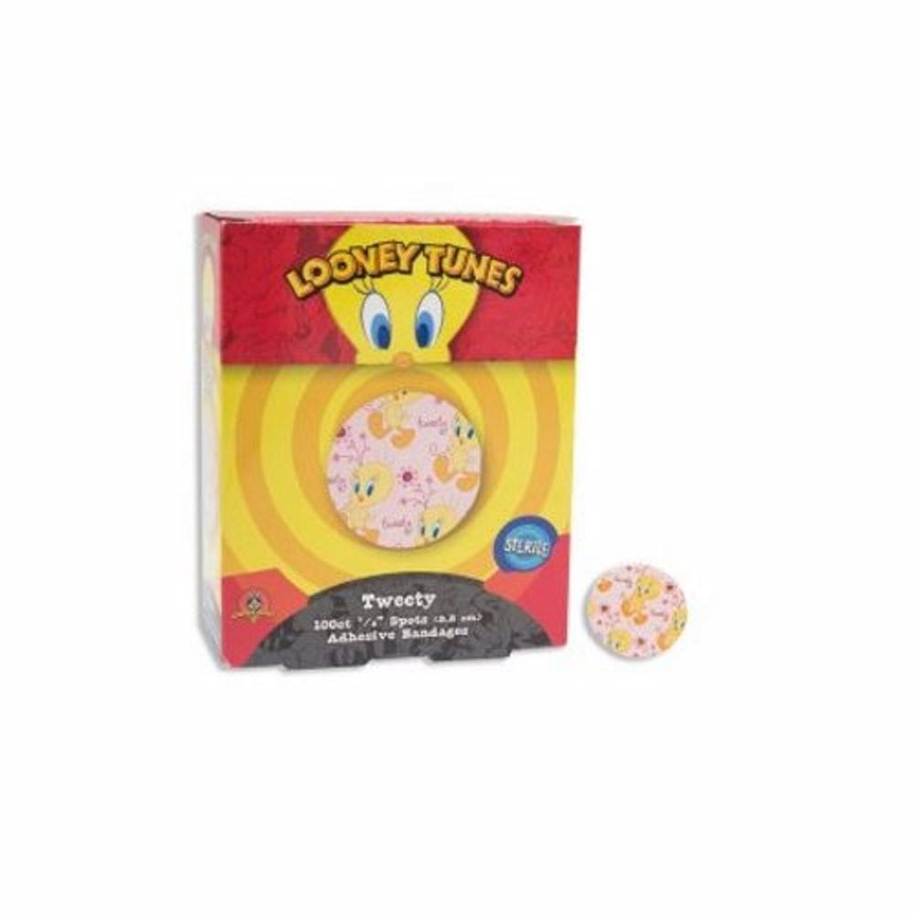 Adesivo Spot Curativo Looney Tunes 7/8 Polegadas Plástico Round Kid Design (Tweety) Design Infantil Estéril (Looney Tunes Tweety) 100 Count por Dukal