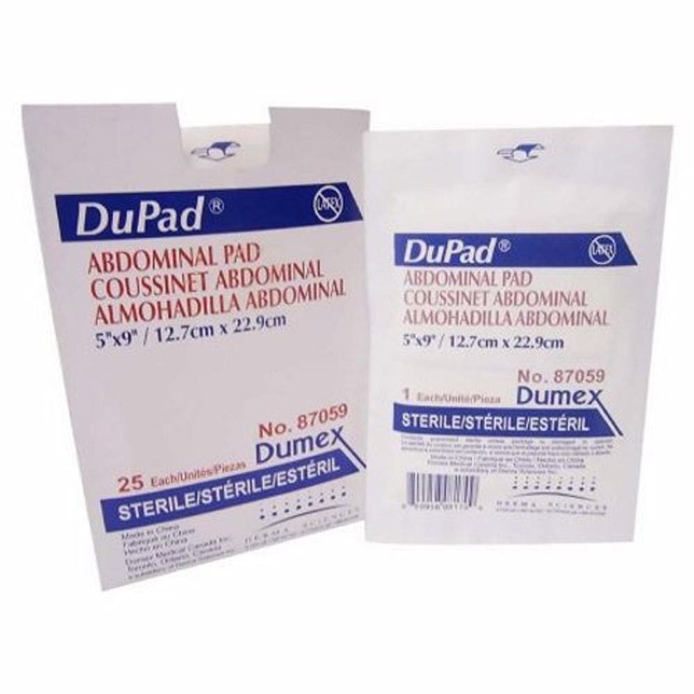 Almofada abdominal 5 X 9 Polegadas, Branco, 25 Contagem por Derma e