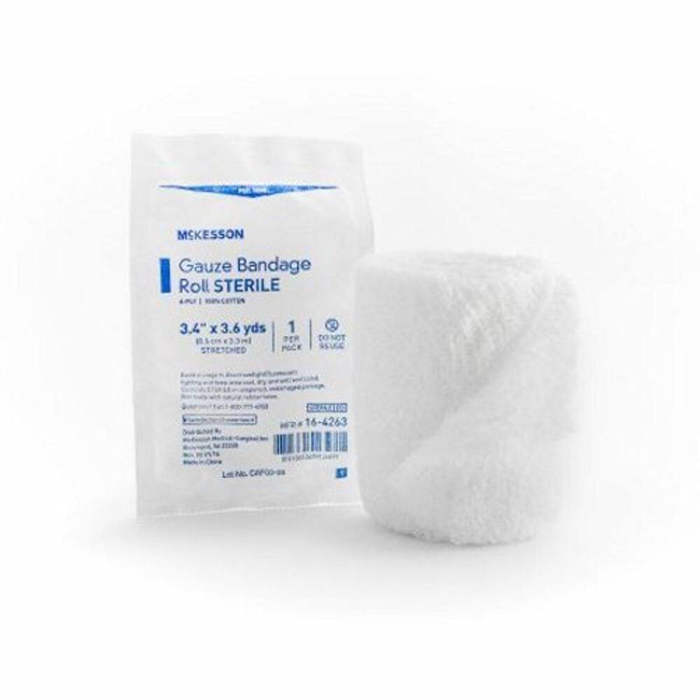 Rolo de bandagem fluff 3-2/5 polegadas X 3-3/5 jardas, branco, caixa com 96 da McKesson (pacote com 2)