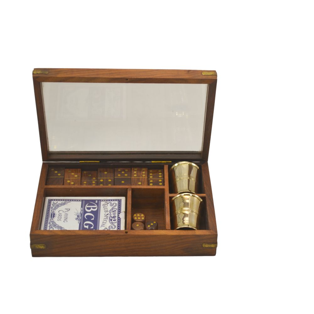 Caixa de Dominó , Baralho , Dados e Copo Sorteio