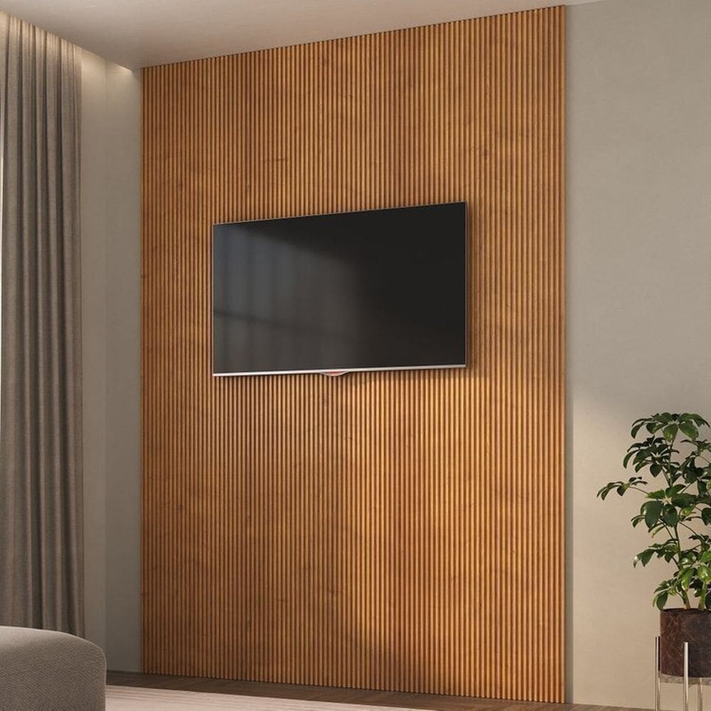 Painel Ripado de Poliestireno 6 Barras de 2,85m X 12,2cm Venda em 1,96m² Cumaru
