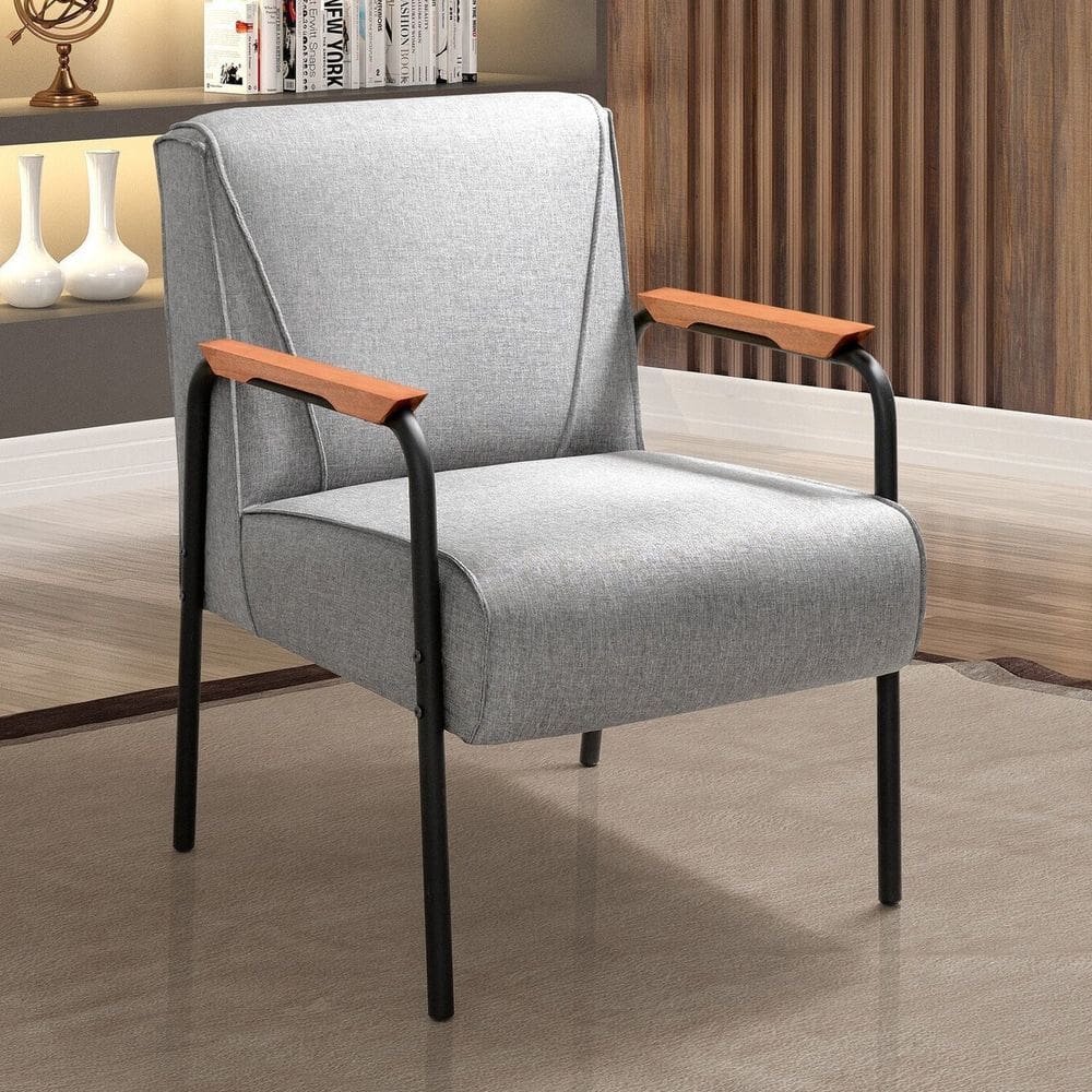 Kit 4 Poltronas Decorativas Braços Fixo Jade Cinza