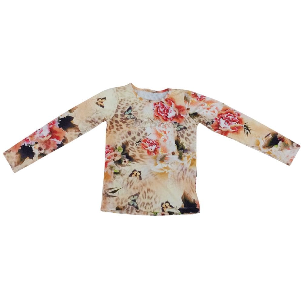 Blusa manga longa infantil Petit Cherie floral/onça