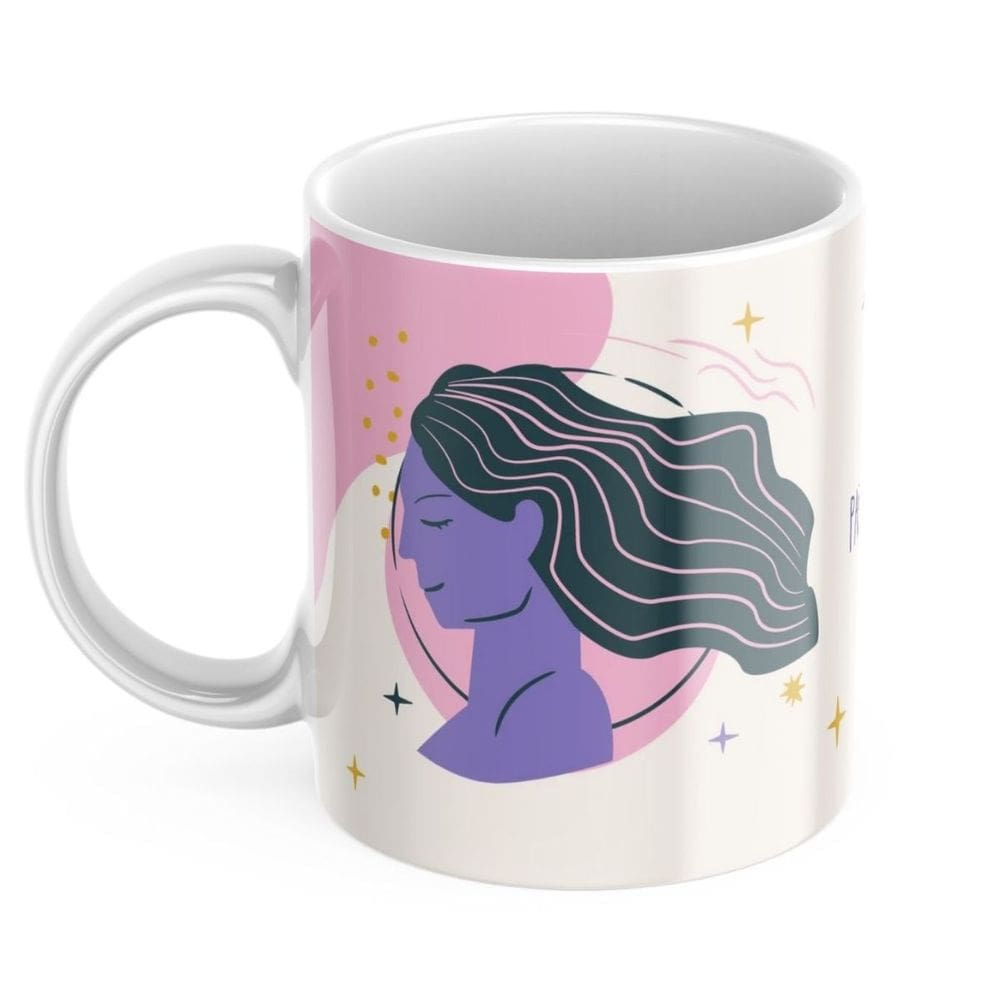Caneca Xicara de Café ou Chá de Porcelana Personalizada Signos Virgem Divertida Engraçada para Presente Criativo 325ml