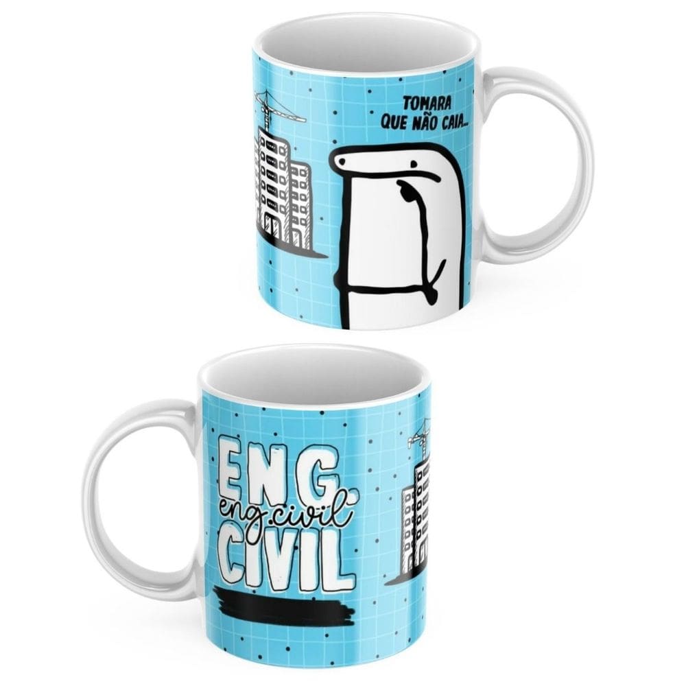 Caneca Xicara de Café ou Chá de Porcelana Personalizada Profissões Engenaharia Civil Divertida Engraçada para Presente C