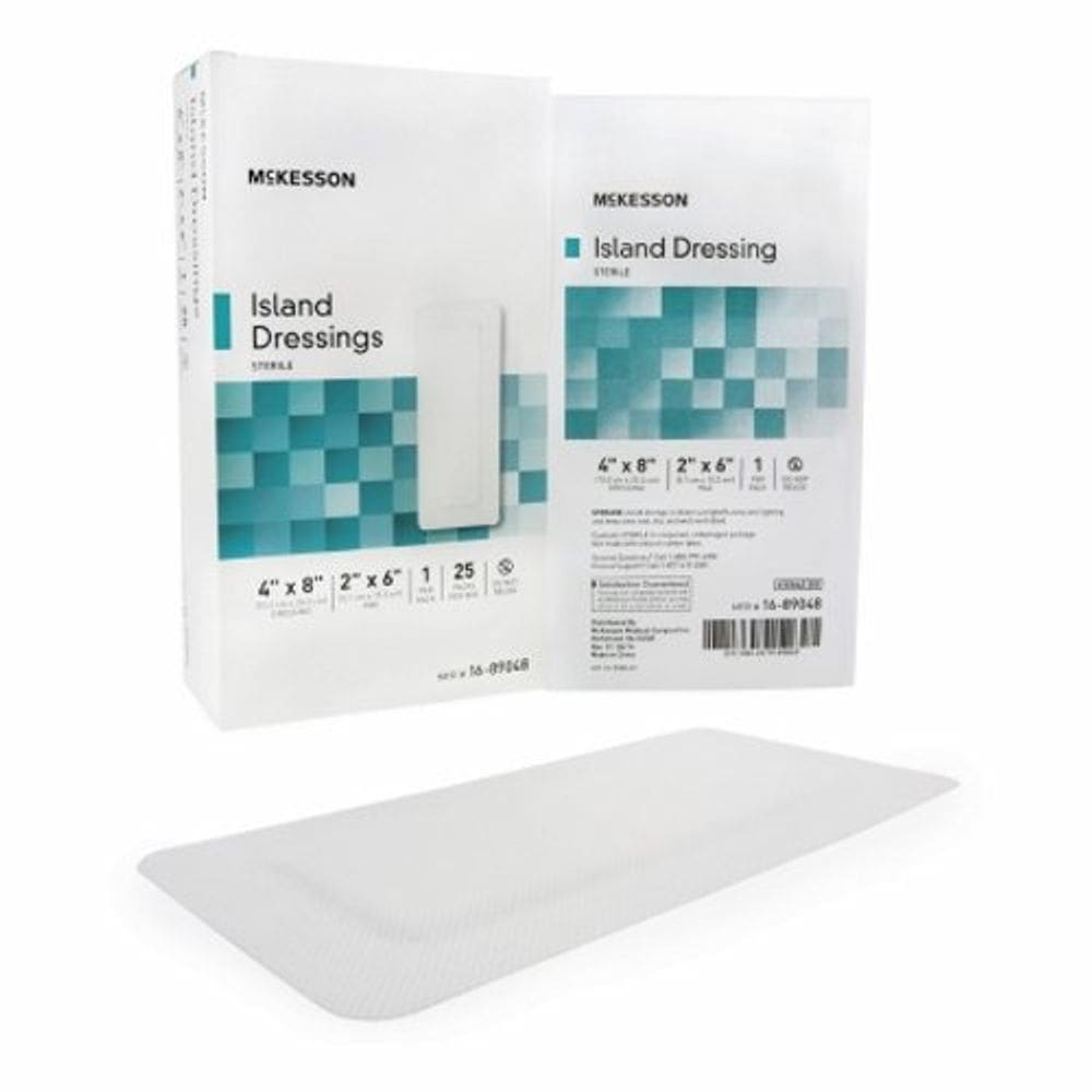 Curativo adesivo McKesson 4 X 8 Polegadas Polipropileno / Rayon Recângulo Branco Estéril Branco 1 Cada por McKesson