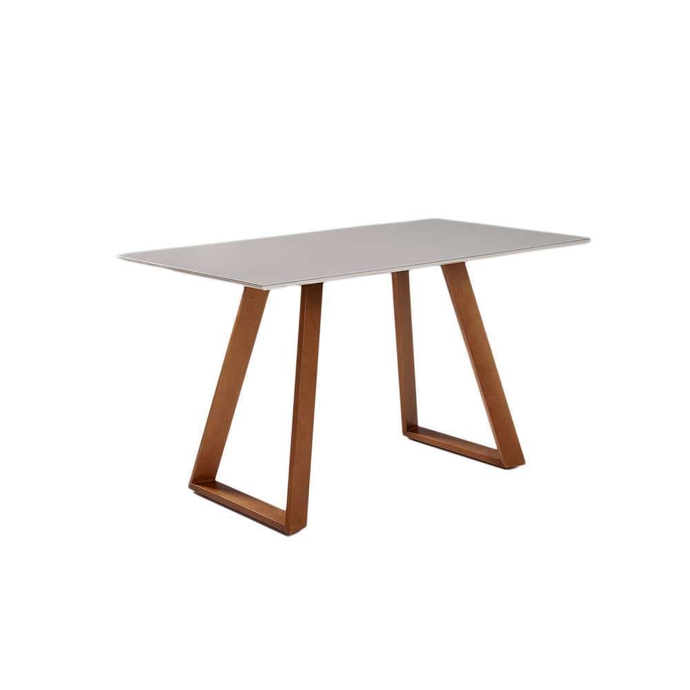 mesa de jantar retangular com tampo de vidro off white viena 180 cm