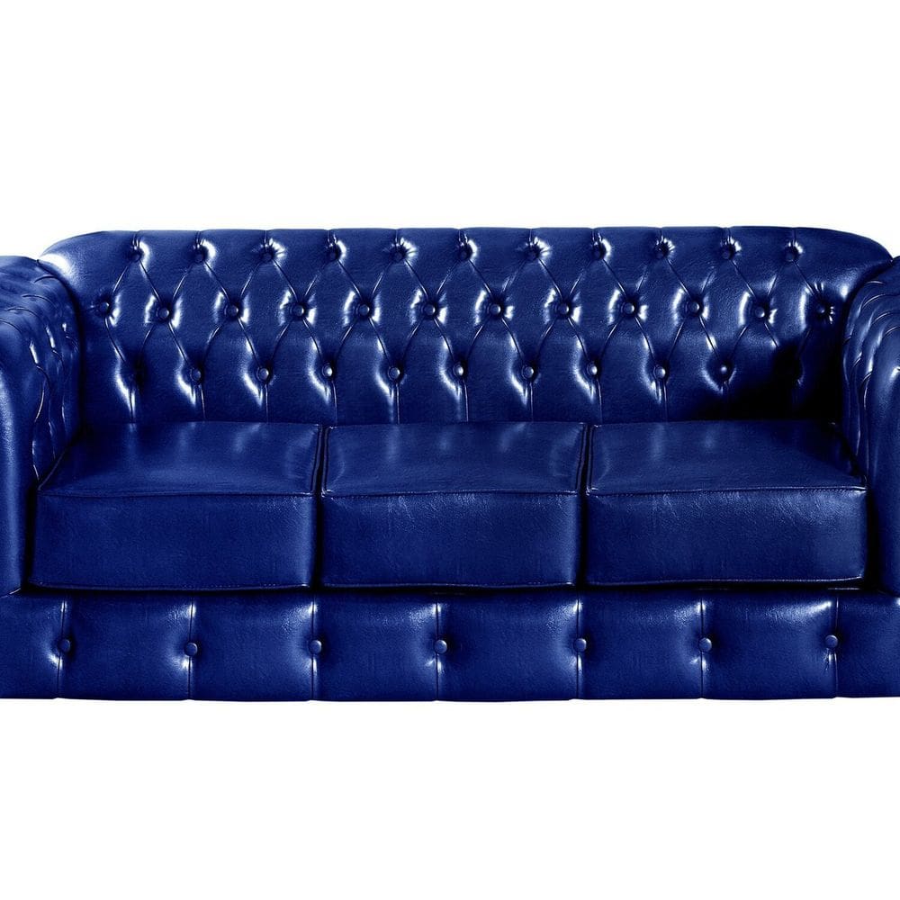 Sofá Chesterfield Luís Xv 3 Lugares Retrô Decoração Azul