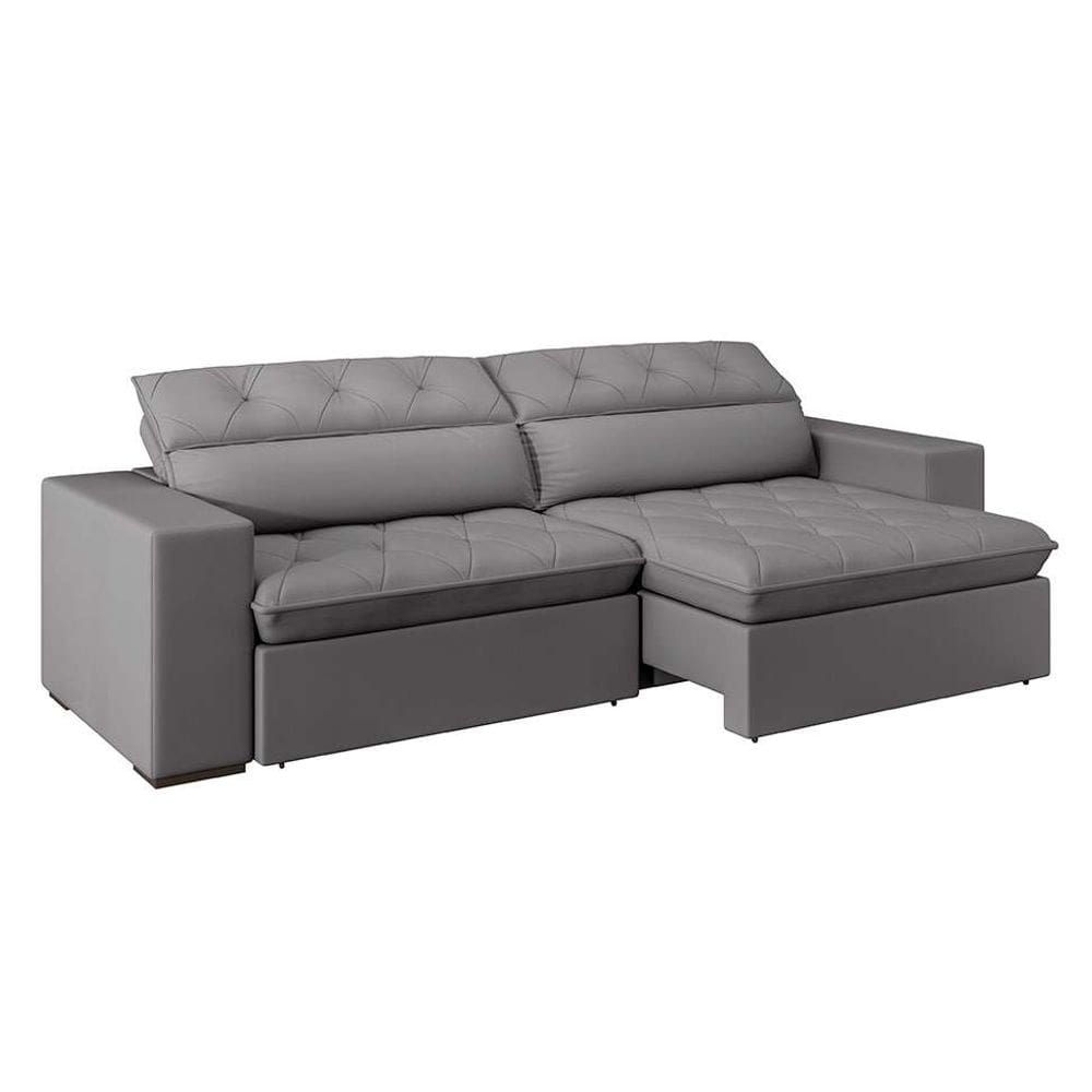 sofá 4 lugares retrátil e reclinável com usb jazz molas suede 250 cm