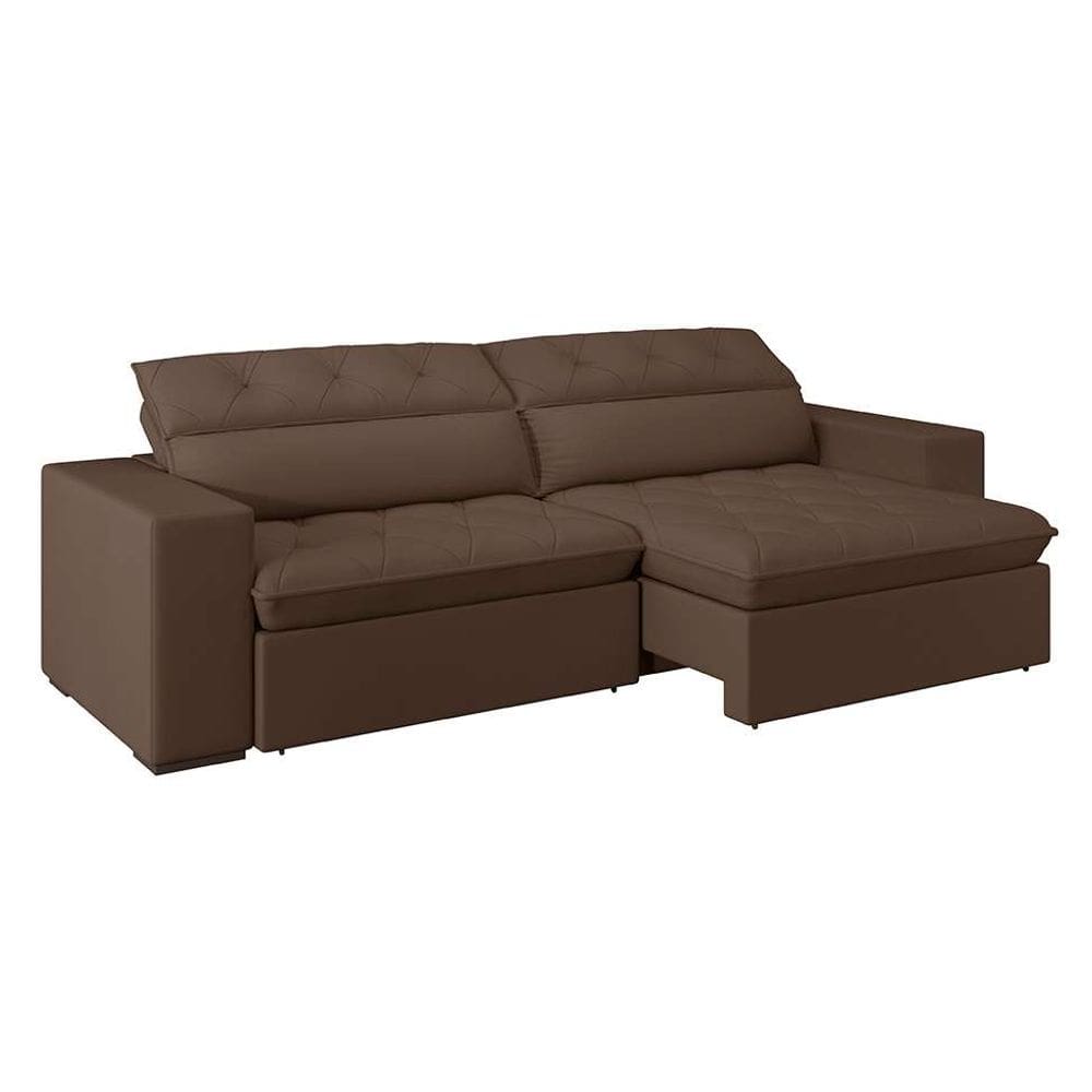 sofá 3 lugares retrátil e reclinável com usb jazz molas suede chocolate 230 cm
