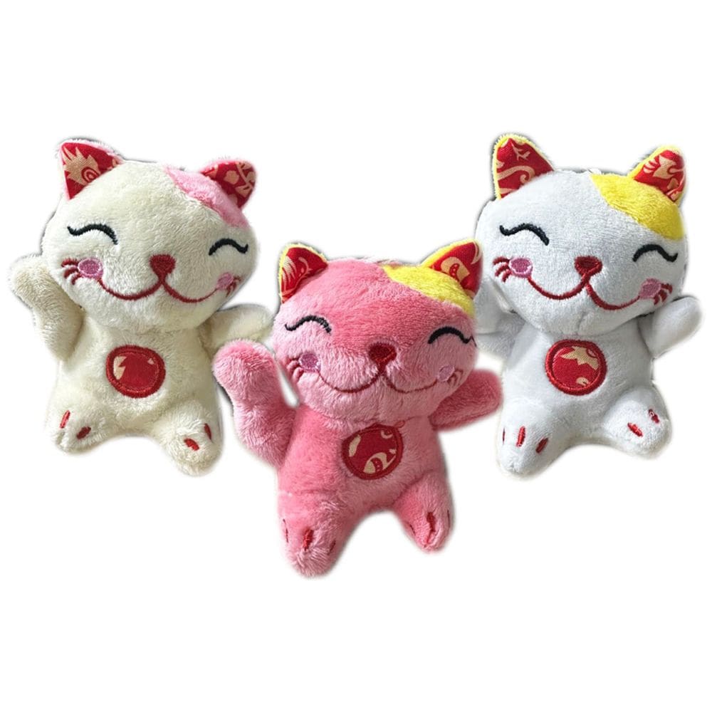 Kit 3 Gatinho De Pelúcia Chines Da Sorte Chaveiro - 10cm