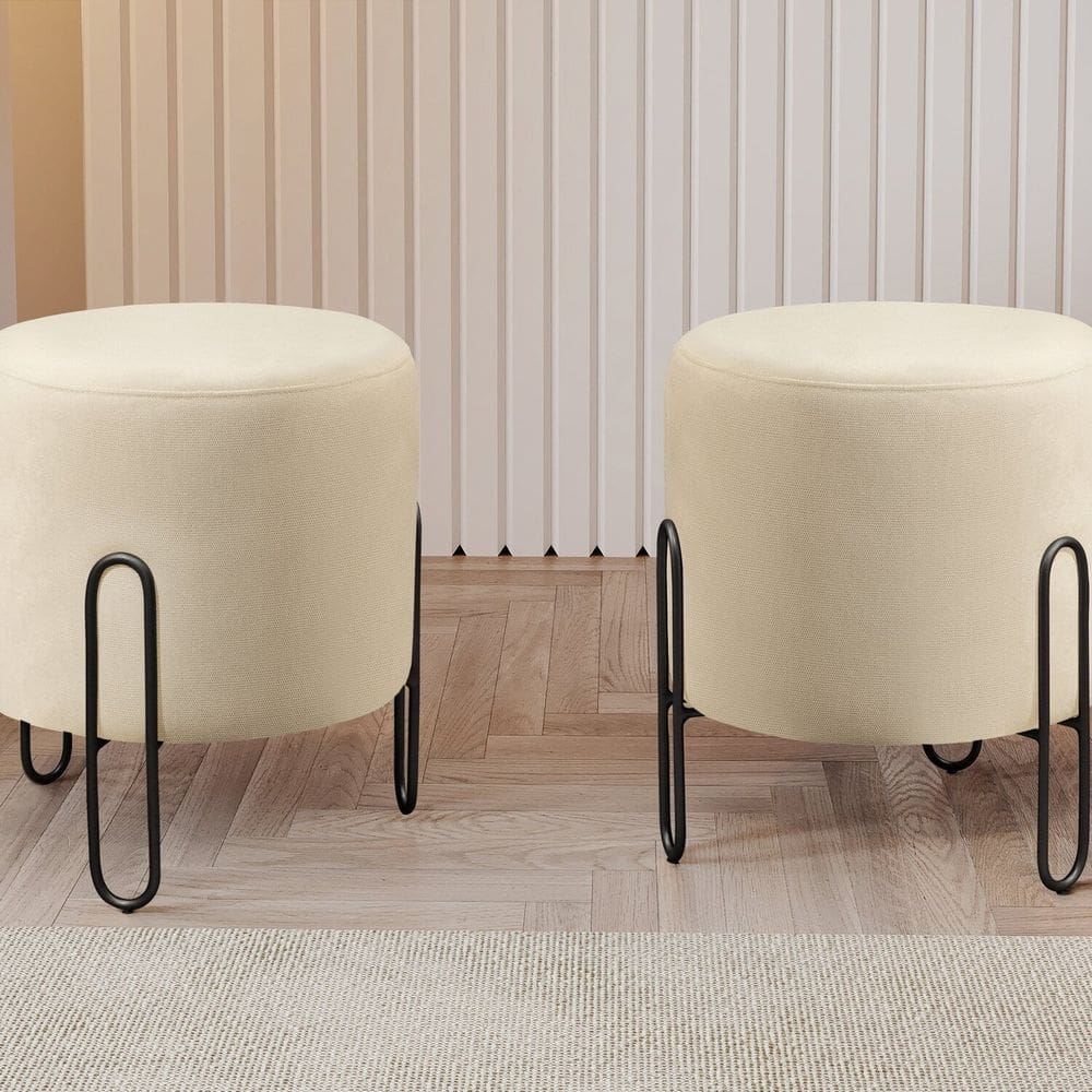 Puff Banqueta 45x50cm Mali Luxo Bege Claro
