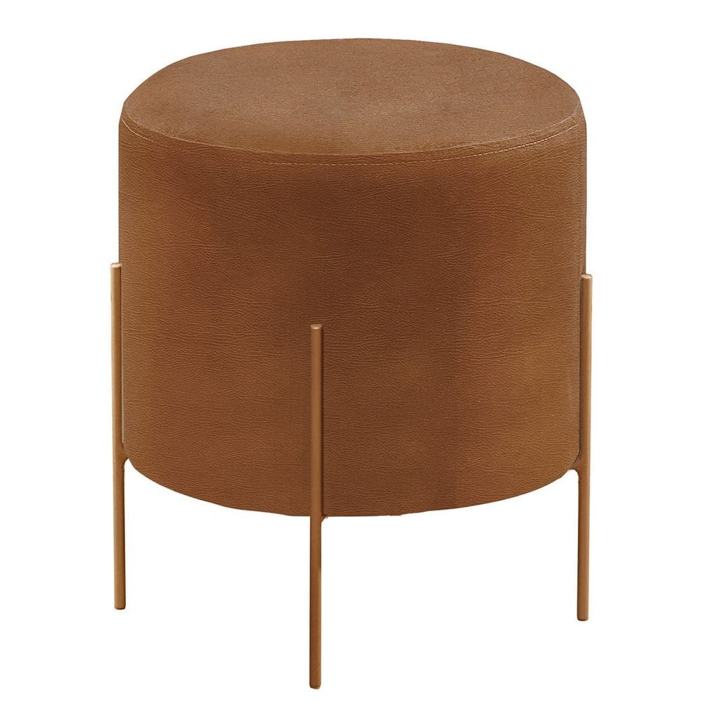 Puff Banqueta Estofado 48x40cm Luxo Odim Caramelo