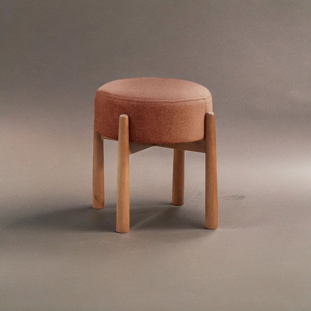 Puff Banqueta Lotus Luxo Madeira Maciça Terracota