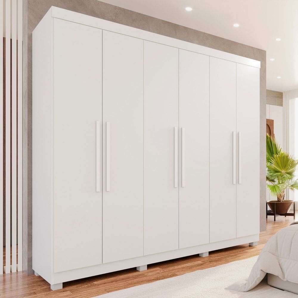 Guarda-Roupa 6 Portas 4 Gavetas New Malibu Espresso Móveis Branco