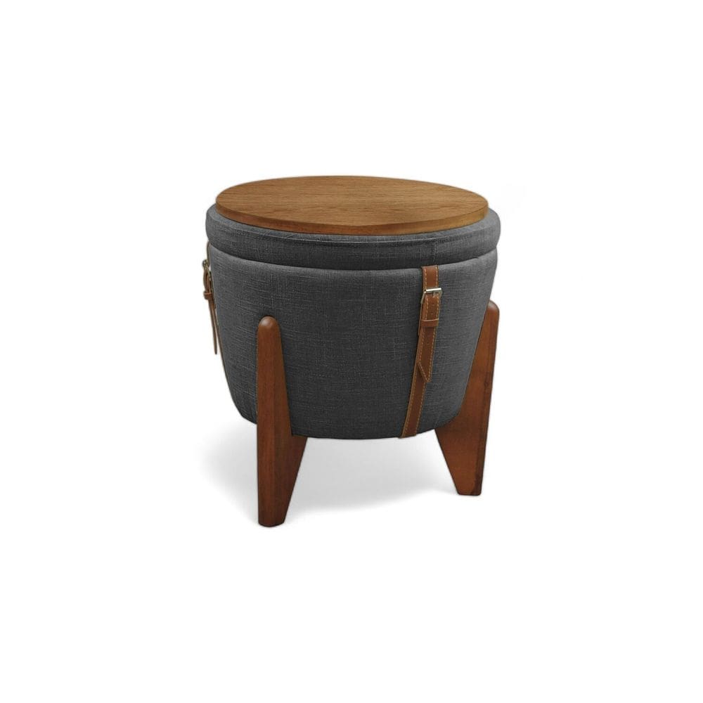 Puff Banqueta Fênix Baú Mesa Design Moderno Cinza