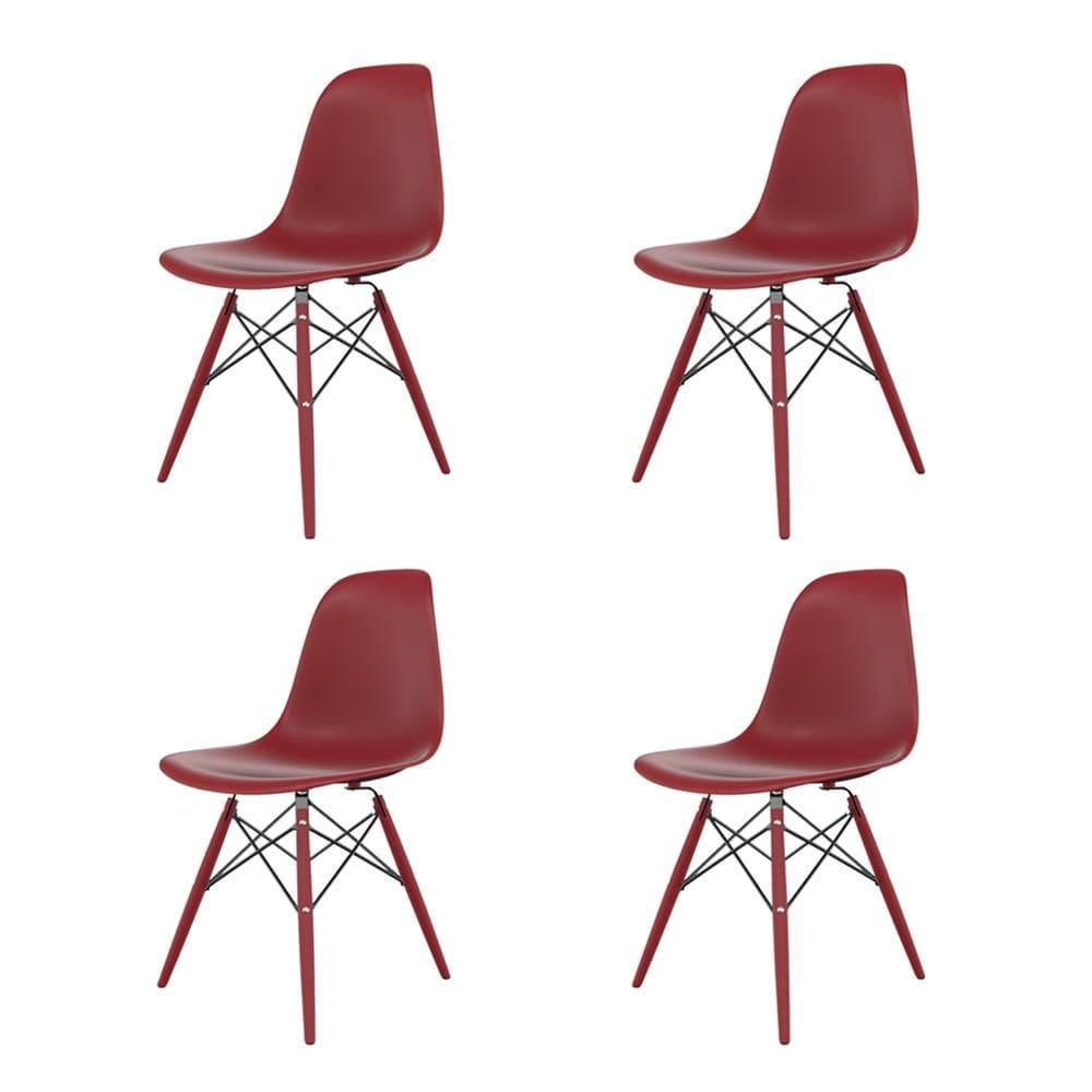 Conjunto com 4 Cadeiras Eames Vermelho Falu Dsw Inj