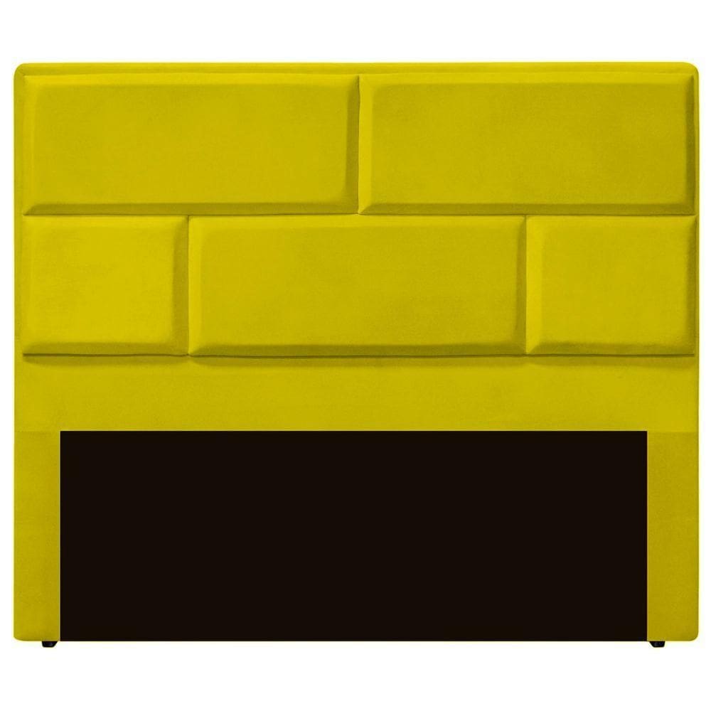 Cabeceira Casal Estofada Para Cama Box Jade Veludo Cor Amarelo
